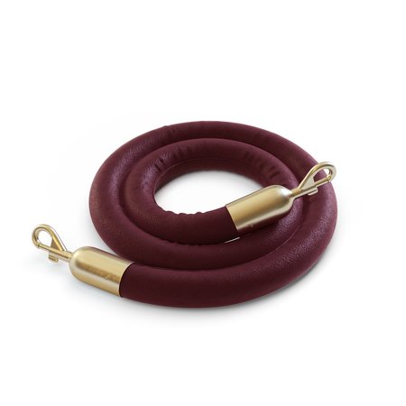 MONTOUR LINE Naugahyde Rope Maroon With Satin Brass Snap Ends 6ft.Cotton Core HDNH510Rope-60-MN-SE-SB